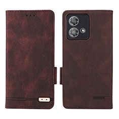 Funda de Cuero Cartera con Soporte Carcasa L06Z para Motorola Moto Edge 40 Neo 5G Marron