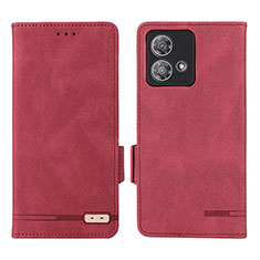 Funda de Cuero Cartera con Soporte Carcasa L06Z para Motorola Moto Edge 40 Neo 5G Rojo