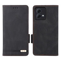 Funda de Cuero Cartera con Soporte Carcasa L06Z para Motorola Moto G84 5G Negro