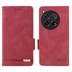 Funda de Cuero Cartera con Soporte Carcasa L06Z para OnePlus 12 5G Rojo