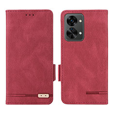 Funda de Cuero Cartera con Soporte Carcasa L06Z para OnePlus Nord 2T 5G Rojo