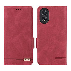 Funda de Cuero Cartera con Soporte Carcasa L06Z para Oppo A38 Rojo