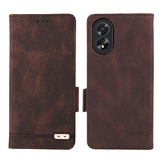 Funda de Cuero Cartera con Soporte Carcasa L06Z para Oppo A58 4G Marron