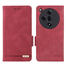 Funda de Cuero Cartera con Soporte Carcasa L06Z para Oppo Find X7 5G Rojo