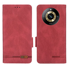 Funda de Cuero Cartera con Soporte Carcasa L06Z para Realme 11 Pro+ Plus 5G Rojo