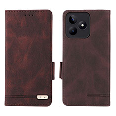 Funda de Cuero Cartera con Soporte Carcasa L06Z para Realme C51 Marron