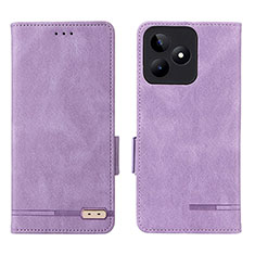 Funda de Cuero Cartera con Soporte Carcasa L06Z para Realme C53 Morado