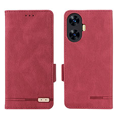 Funda de Cuero Cartera con Soporte Carcasa L06Z para Realme C55 Rojo