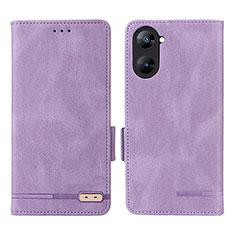 Funda de Cuero Cartera con Soporte Carcasa L06Z para Realme V30 5G Morado