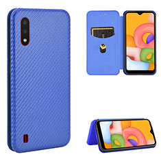 Funda de Cuero Cartera con Soporte Carcasa L06Z para Samsung Galaxy A01 SM-A015 Azul