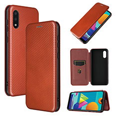 Funda de Cuero Cartera con Soporte Carcasa L06Z para Samsung Galaxy A02 Marron