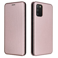 Funda de Cuero Cartera con Soporte Carcasa L06Z para Samsung Galaxy A03s Oro Rosa