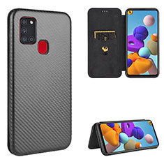 Funda de Cuero Cartera con Soporte Carcasa L06Z para Samsung Galaxy A21s Negro