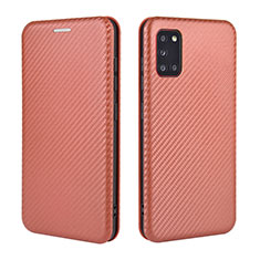 Funda de Cuero Cartera con Soporte Carcasa L06Z para Samsung Galaxy A31 Marron