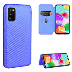 Funda de Cuero Cartera con Soporte Carcasa L06Z para Samsung Galaxy A41 Azul