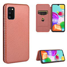 Funda de Cuero Cartera con Soporte Carcasa L06Z para Samsung Galaxy A41 Marron