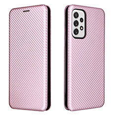 Funda de Cuero Cartera con Soporte Carcasa L06Z para Samsung Galaxy A73 5G Oro Rosa