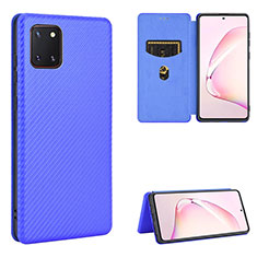 Funda de Cuero Cartera con Soporte Carcasa L06Z para Samsung Galaxy A81 Azul