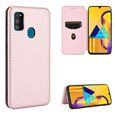 Funda de Cuero Cartera con Soporte Carcasa L06Z para Samsung Galaxy M21 Oro Rosa