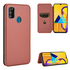 Funda de Cuero Cartera con Soporte Carcasa L06Z para Samsung Galaxy M30s Marron