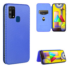 Funda de Cuero Cartera con Soporte Carcasa L06Z para Samsung Galaxy M31 Prime Edition Azul