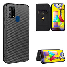 Funda de Cuero Cartera con Soporte Carcasa L06Z para Samsung Galaxy M31 Prime Edition Negro