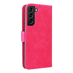 Funda de Cuero Cartera con Soporte Carcasa L06Z para Samsung Galaxy S21 Plus 5G Rosa Roja