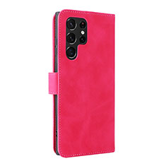 Funda de Cuero Cartera con Soporte Carcasa L06Z para Samsung Galaxy S21 Ultra 5G Rosa Roja