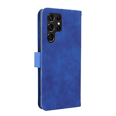 Funda de Cuero Cartera con Soporte Carcasa L06Z para Samsung Galaxy S22 Ultra 5G Azul