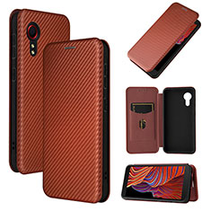 Funda de Cuero Cartera con Soporte Carcasa L06Z para Samsung Galaxy XCover 5 SM-G525F Marron