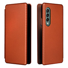 Funda de Cuero Cartera con Soporte Carcasa L06Z para Samsung Galaxy Z Fold3 5G Marron