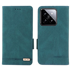 Funda de Cuero Cartera con Soporte Carcasa L06Z para Xiaomi Mi 14 5G Verde