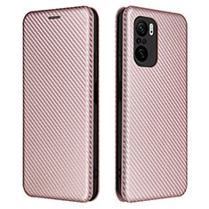 Funda de Cuero Cartera con Soporte Carcasa L06Z para Xiaomi Poco F3 5G Oro Rosa