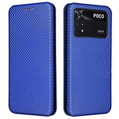 Funda de Cuero Cartera con Soporte Carcasa L06Z para Xiaomi Poco M4 Pro 4G Azul