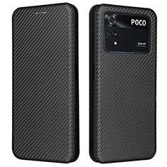 Funda de Cuero Cartera con Soporte Carcasa L06Z para Xiaomi Poco M4 Pro 4G Negro