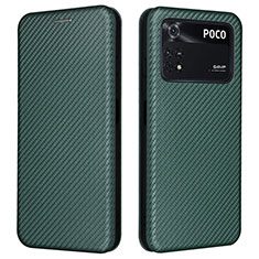 Funda de Cuero Cartera con Soporte Carcasa L06Z para Xiaomi Poco M4 Pro 4G Verde