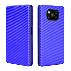 Funda de Cuero Cartera con Soporte Carcasa L06Z para Xiaomi Poco X3 Pro Azul