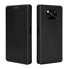 Funda de Cuero Cartera con Soporte Carcasa L06Z para Xiaomi Poco X3 Pro Negro