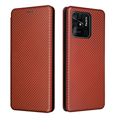 Funda de Cuero Cartera con Soporte Carcasa L06Z para Xiaomi Redmi 10 India Marron