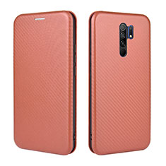 Funda de Cuero Cartera con Soporte Carcasa L06Z para Xiaomi Redmi 9 Marron