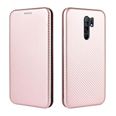 Funda de Cuero Cartera con Soporte Carcasa L06Z para Xiaomi Redmi 9 Oro Rosa