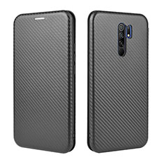 Funda de Cuero Cartera con Soporte Carcasa L06Z para Xiaomi Redmi 9 Prime India Negro