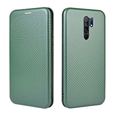 Funda de Cuero Cartera con Soporte Carcasa L06Z para Xiaomi Redmi 9 Verde