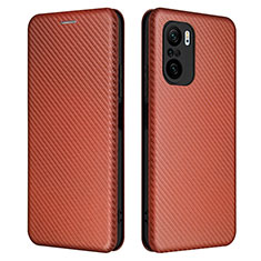 Funda de Cuero Cartera con Soporte Carcasa L06Z para Xiaomi Redmi K40 Pro 5G Marron