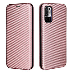 Funda de Cuero Cartera con Soporte Carcasa L06Z para Xiaomi Redmi Note 10T 5G Oro Rosa