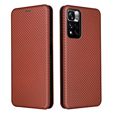 Funda de Cuero Cartera con Soporte Carcasa L06Z para Xiaomi Redmi Note 11 Pro+ Plus 5G Marron