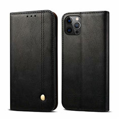 Funda de Cuero Cartera con Soporte Carcasa L07 para Apple iPhone 12 Pro Negro