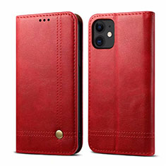 Funda de Cuero Cartera con Soporte Carcasa L07 para Apple iPhone 12 Rojo