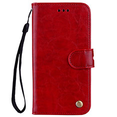 Funda de Cuero Cartera con Soporte Carcasa L07 para Huawei Nova 3e Rojo