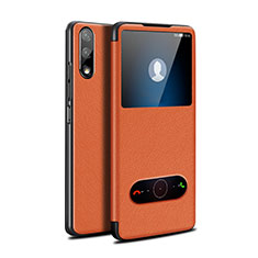 Funda de Cuero Cartera con Soporte Carcasa L07 para Huawei P Smart Z (2019) Naranja